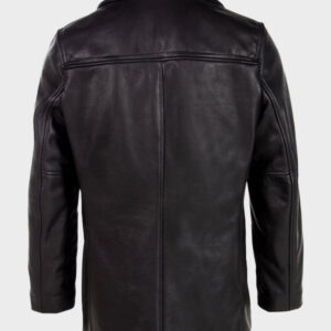 schott nyc mens black leather overcoat